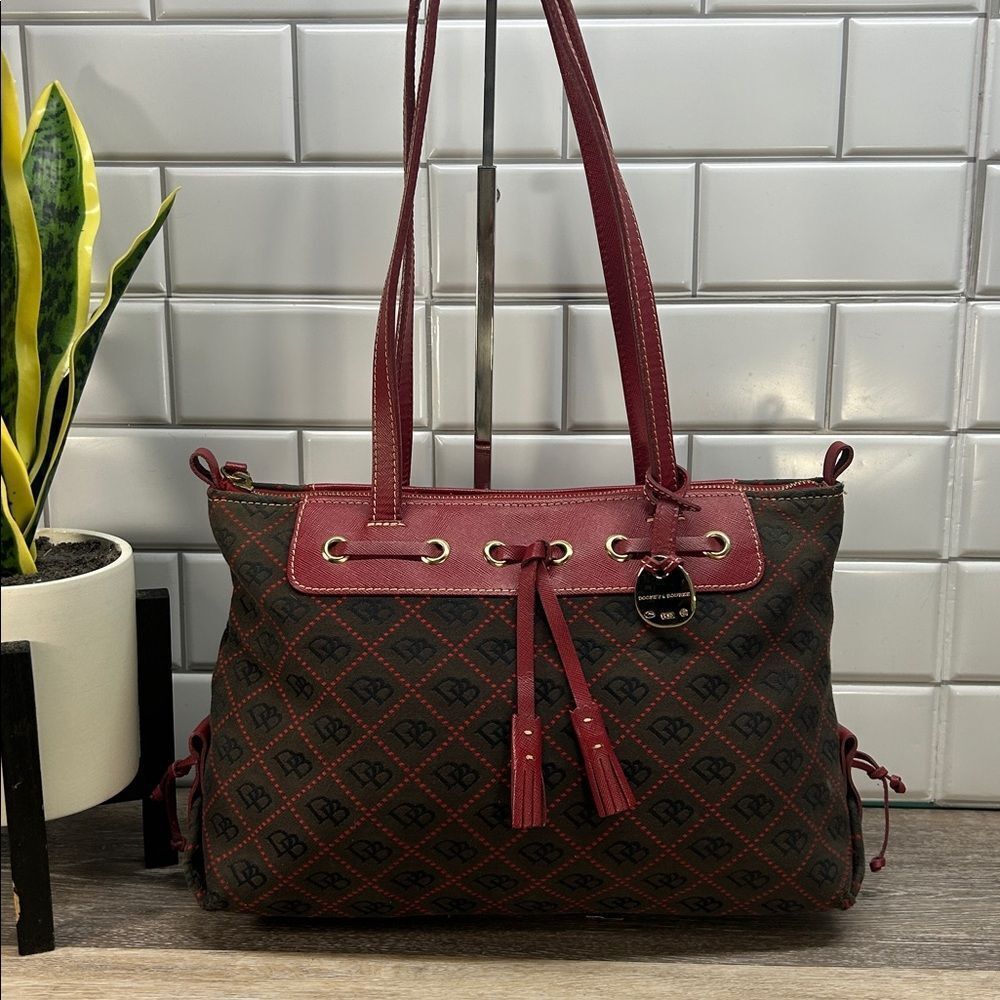 Dooney & Bourke Vintage Burgundy and Black Shoulder Bag